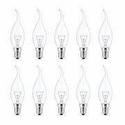 E14 Flame Tip Fancy Chandelier Candle Globes - Pack of 10 Clear