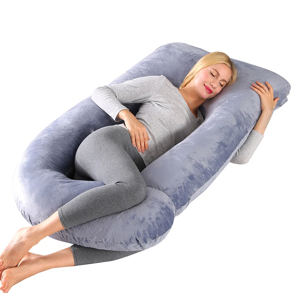 Comfortable U Shaped Pregnancy Pillow with Velvet Cover Full Body Support