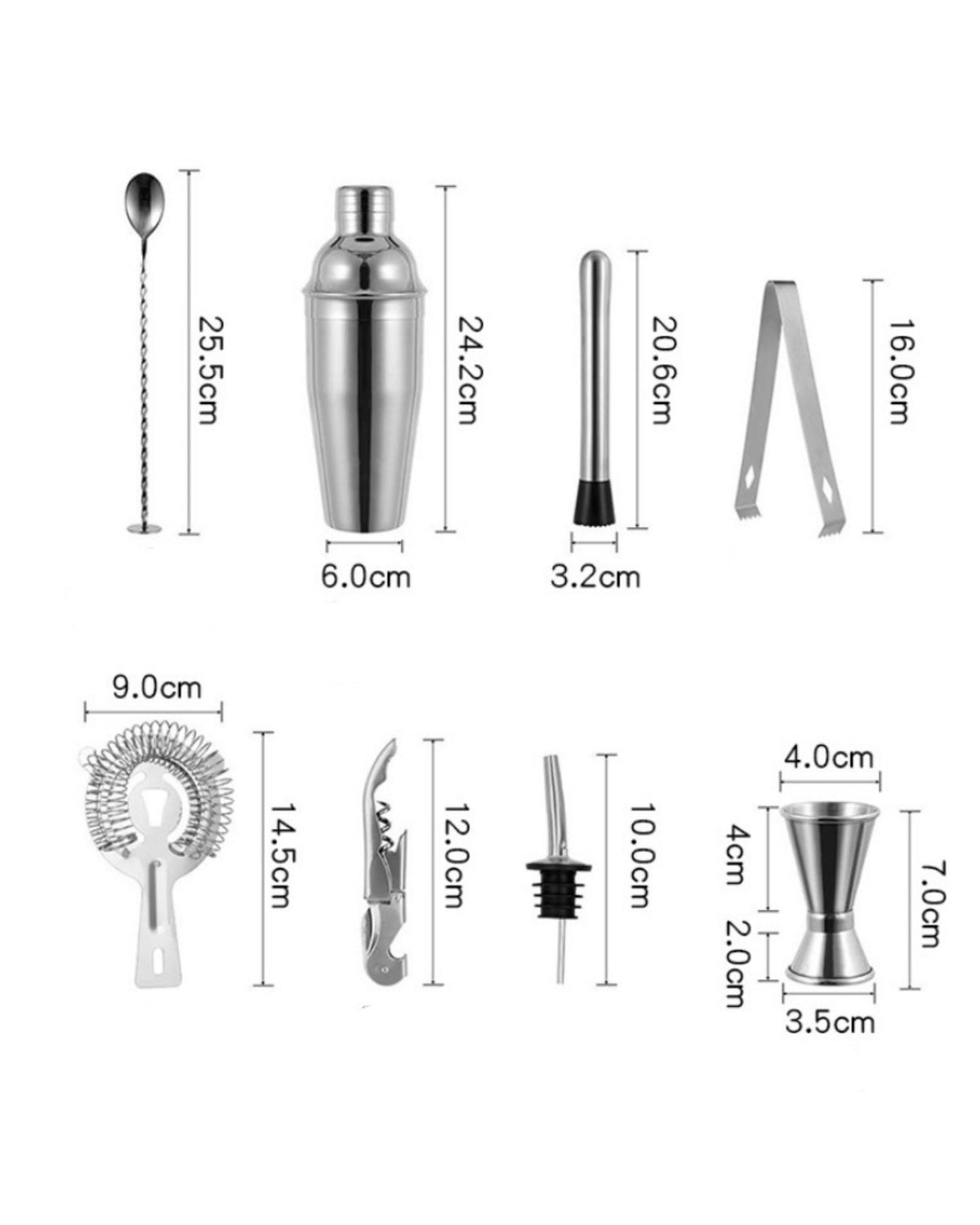12Pcs Cocktail Shaker Set Mixer Martini Strainer Bartender Kit Spirits Maker Bar