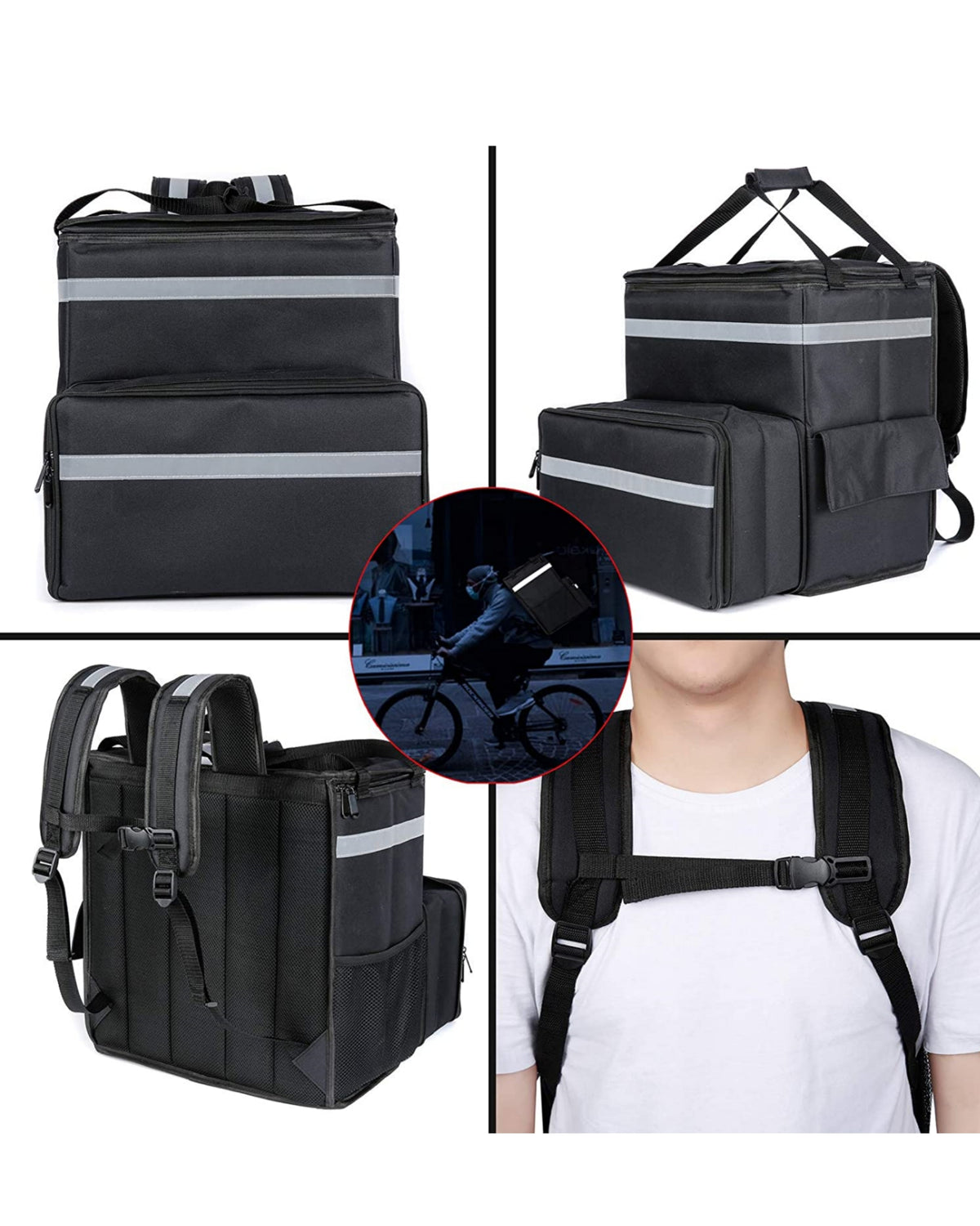 Food Delivery Backpack, Large Expandable Insulated Hot Pizza Bags