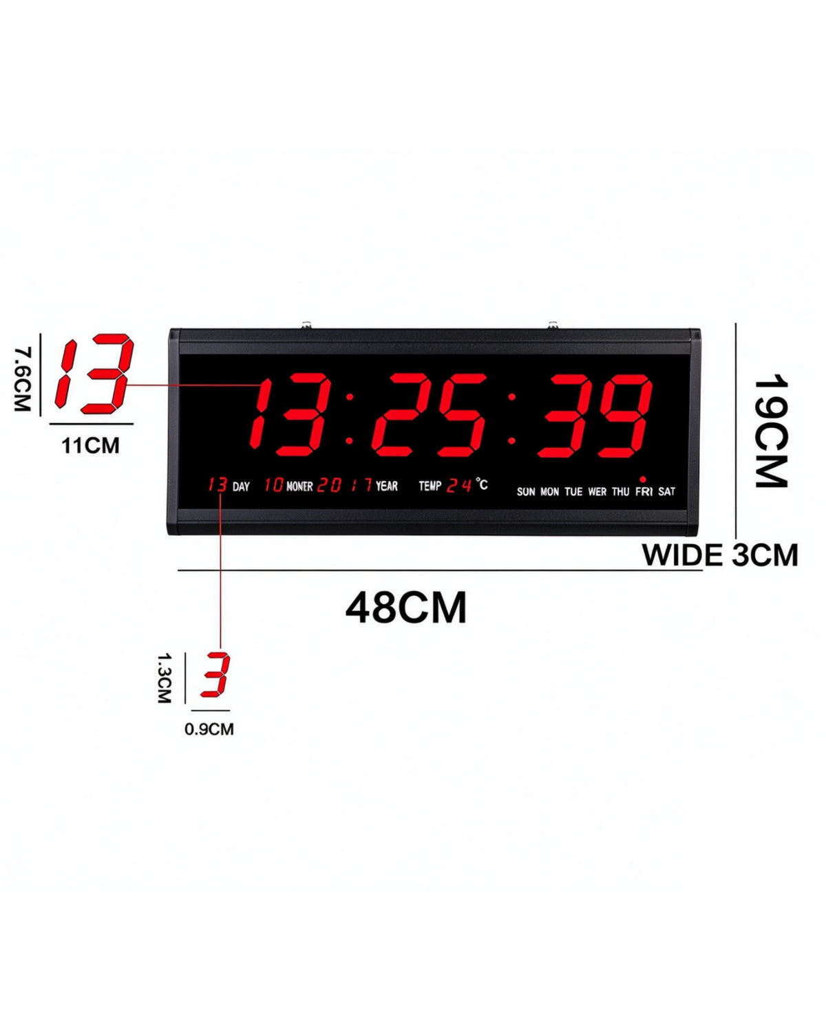 Digital Large Big Jumbo LED Wall Desk Clock Display With Calendar Temperature