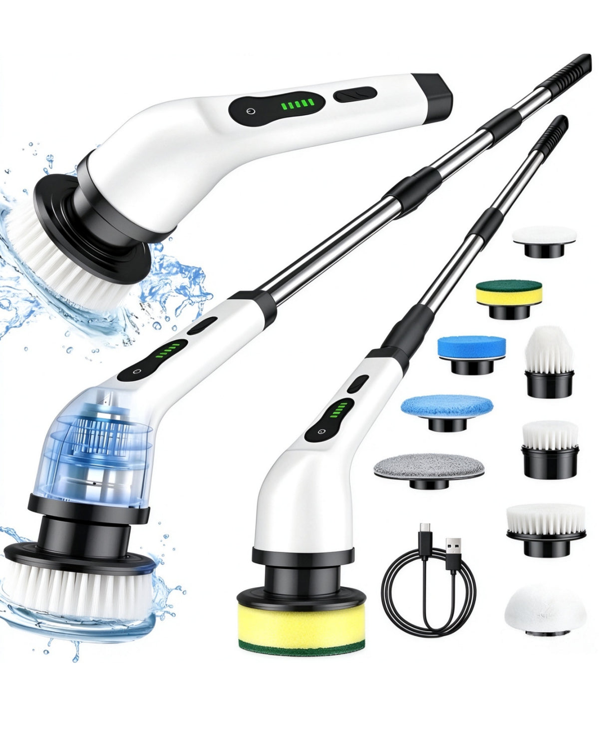 9 Heads Rechargeable Cordless Spin Scrubber Electric Turbo Scrub Cleaning Brush