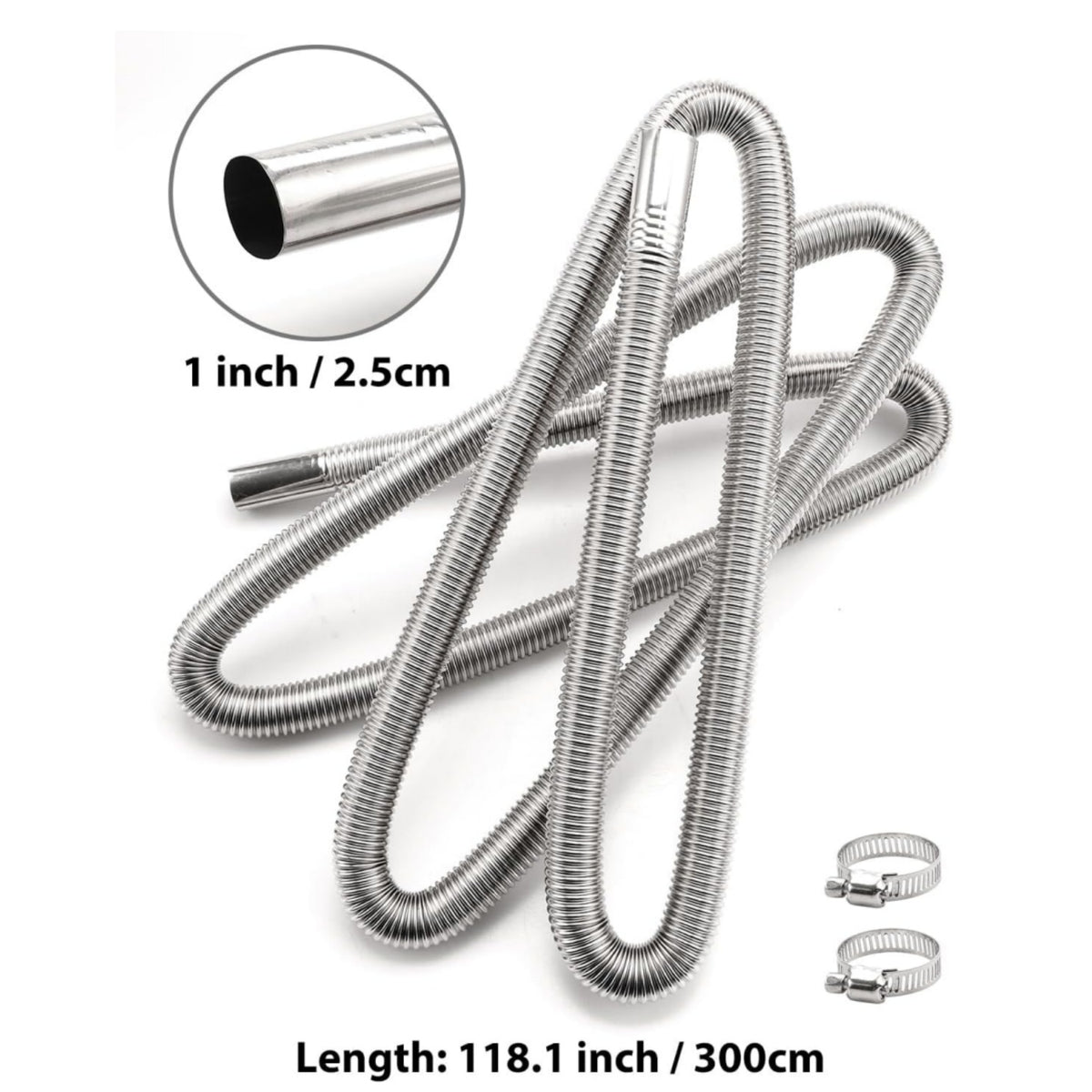 300cm Air Diesel Parking Heater Stainless Steel Exhaust Pipe Tube Gas