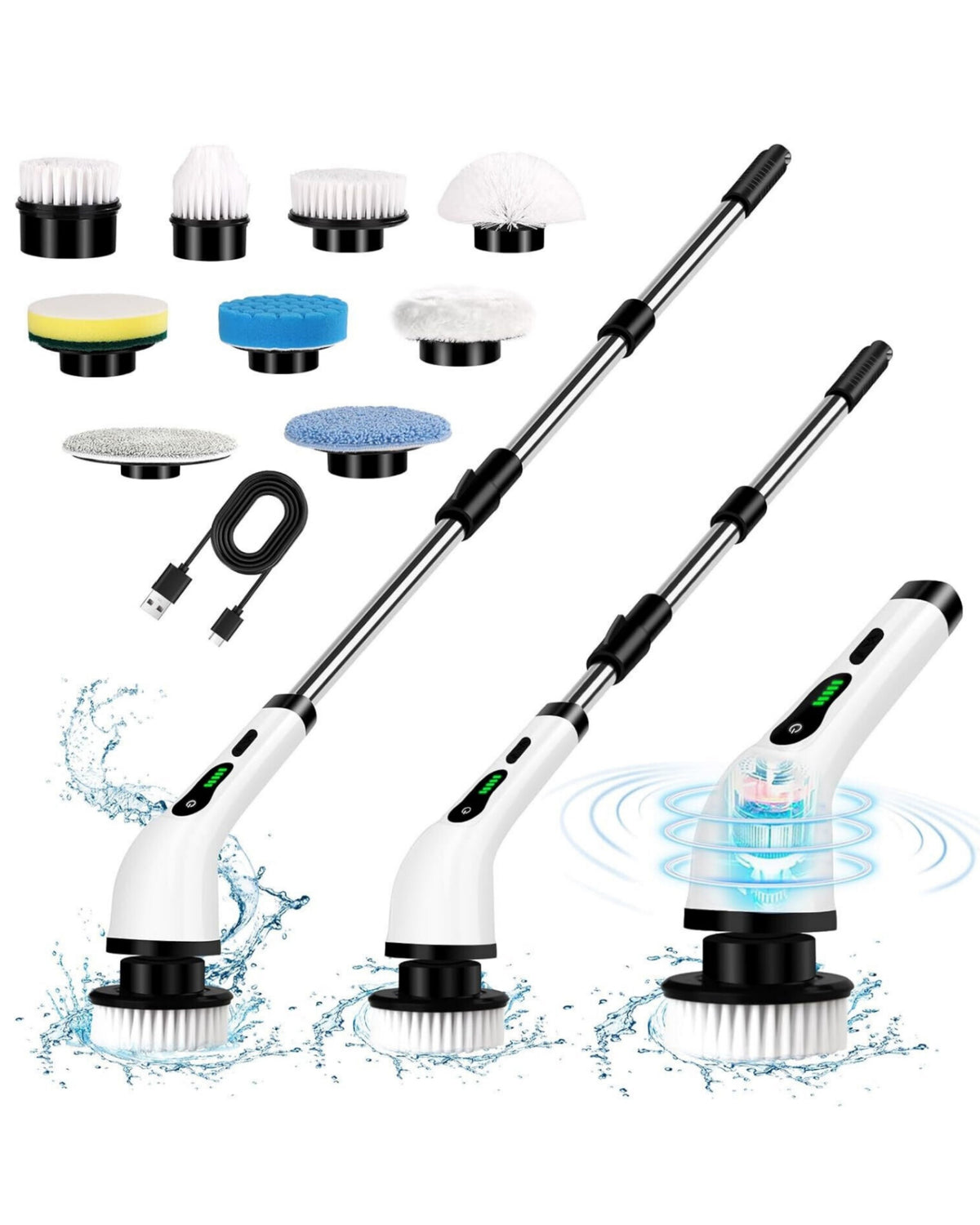 9 Heads Rechargeable Cordless Spin Scrubber Electric Turbo Scrub Cleaning Brush