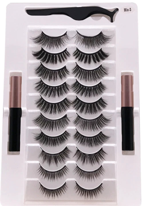 Magnetic False Eyelashes Natural Eye Lashes Extension Liquid Eyeliner Tweezer