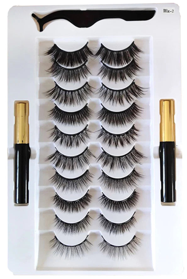 Magnetic False Eyelashes Natural Eye Lashes Extension Liquid Eyeliner Tweezer