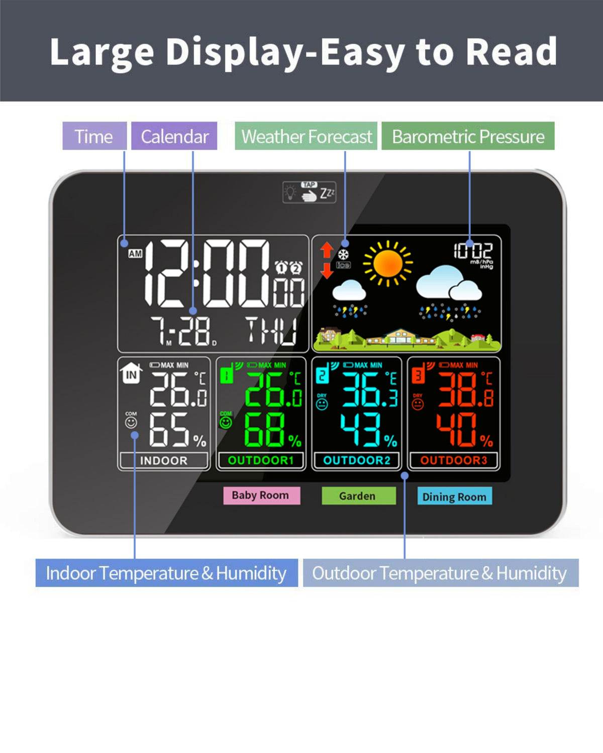 Wireless Weather Station Thermometer Temperature Humidity Monitor